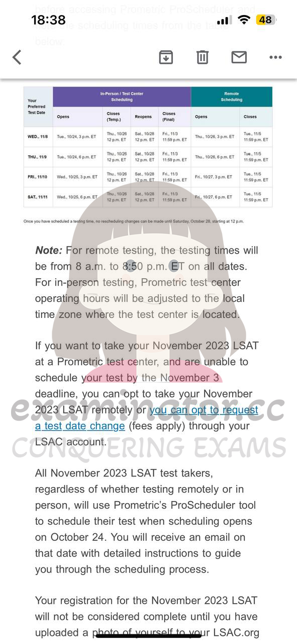 lsat cheating scheduling